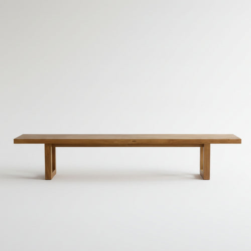 Banc en teck recyclé pieds carrés 280 cm