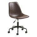 Chaise de bureau pivotante Monaco simili cuir brun foncé vintage couture décorative base étoile noire roulettes vue trois quarts