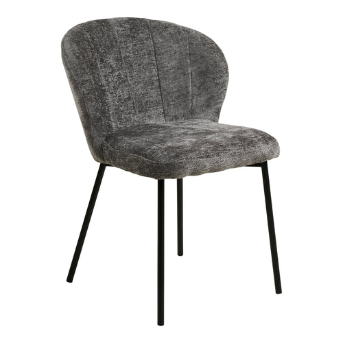 Fauteuil de salle à manger Roanne tissu chenille gris lot de 2
