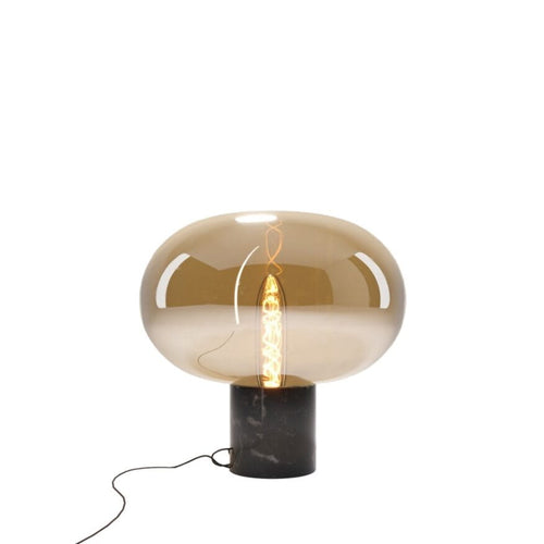 Lampe à poser Moonstone verre ambré et marbre noir E27