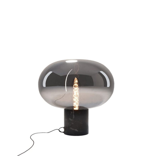 Lampe à poser Moonstone verre fumé et marbre noir E27