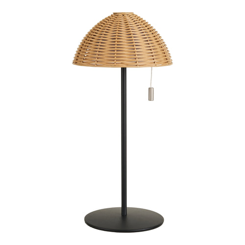 Lampa stołowa akumulatorowa Wigan z plecionej żywicy, naturalna