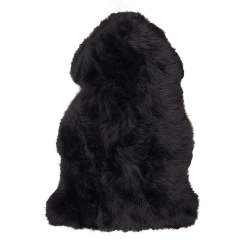 Peau d'agneau naturelle noire poil long 50 x 85 cm