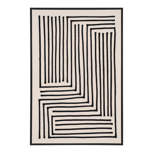 Tableau décoratif Lipari lignes géométriques noir et beige 60 x 90