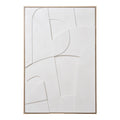 Tableau en relief Madeline blanc aux formes courbes dans son cadre fin décor bois vu de face