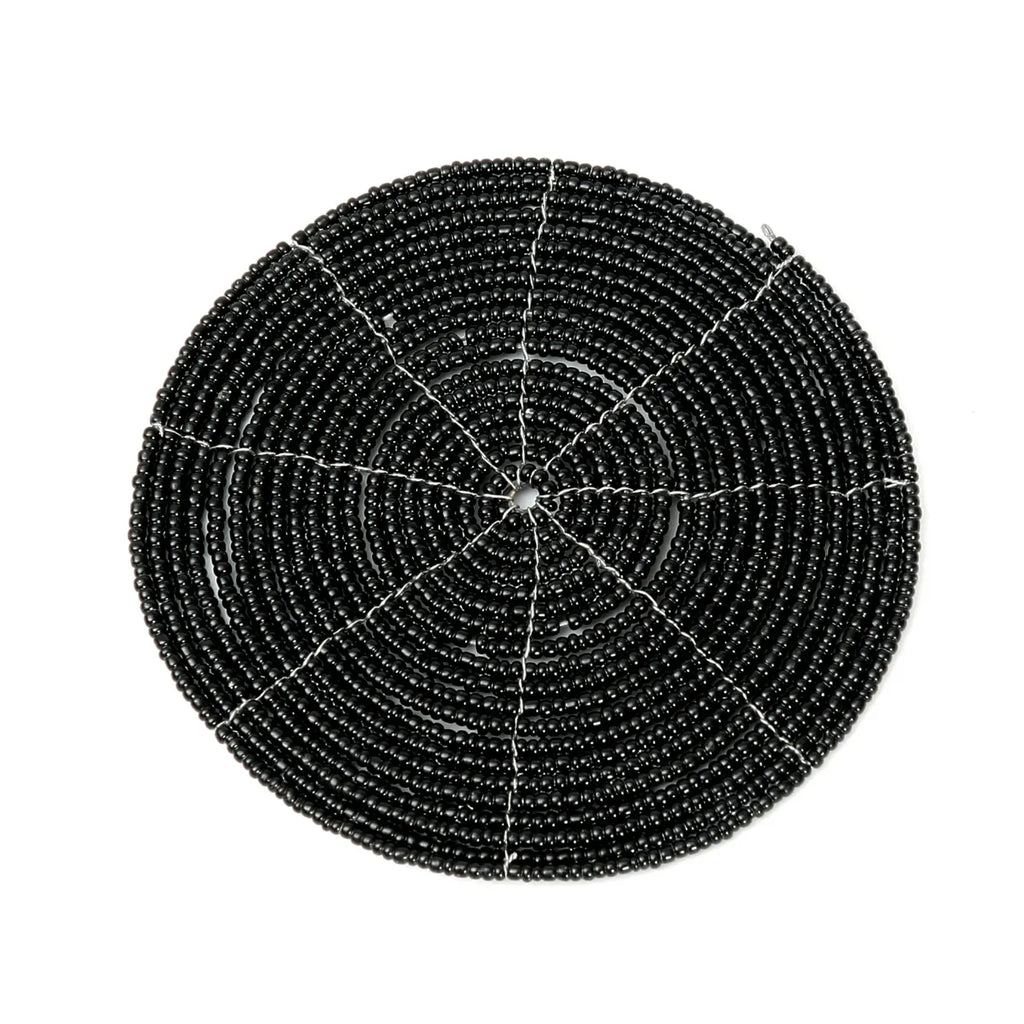 Dessous-de-verre rond en perles noires 10 cm, vue 3