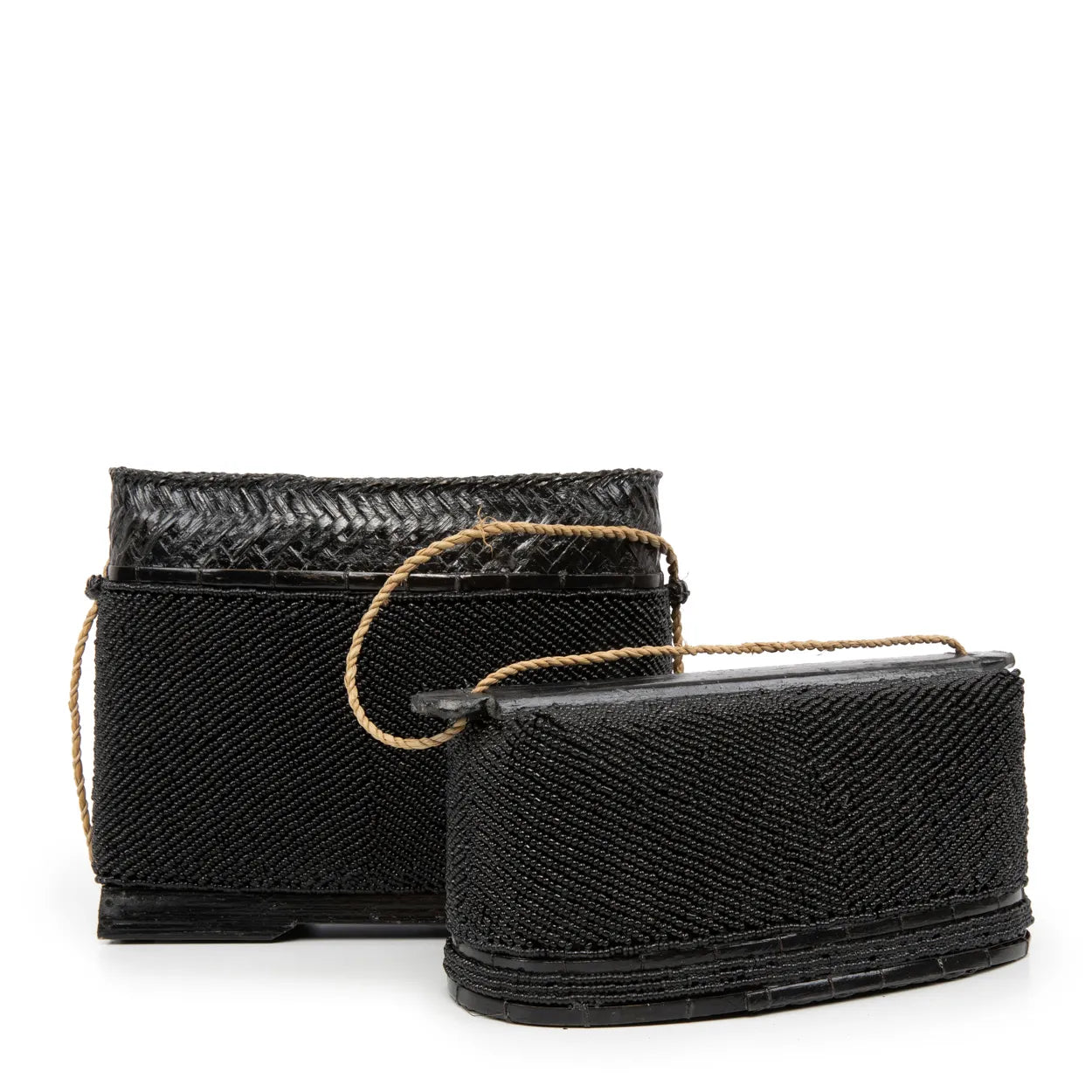 Coffret en perles de rocaille noires et bambou 25 cm, vue 5