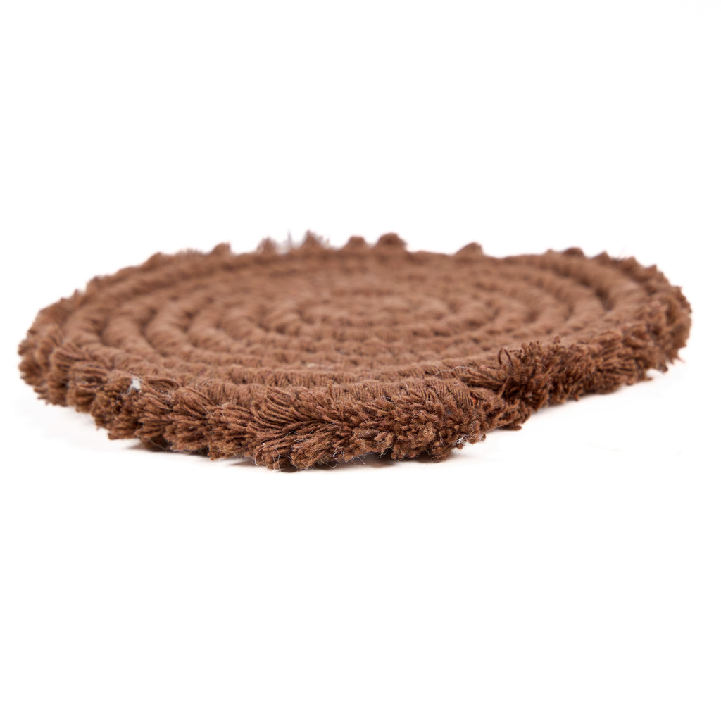 Dessous-de-verre en cordon de coton brun 12 cm, vue 7