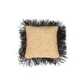Housse de coussin en raphia naturel à frange noire 40x40 cm