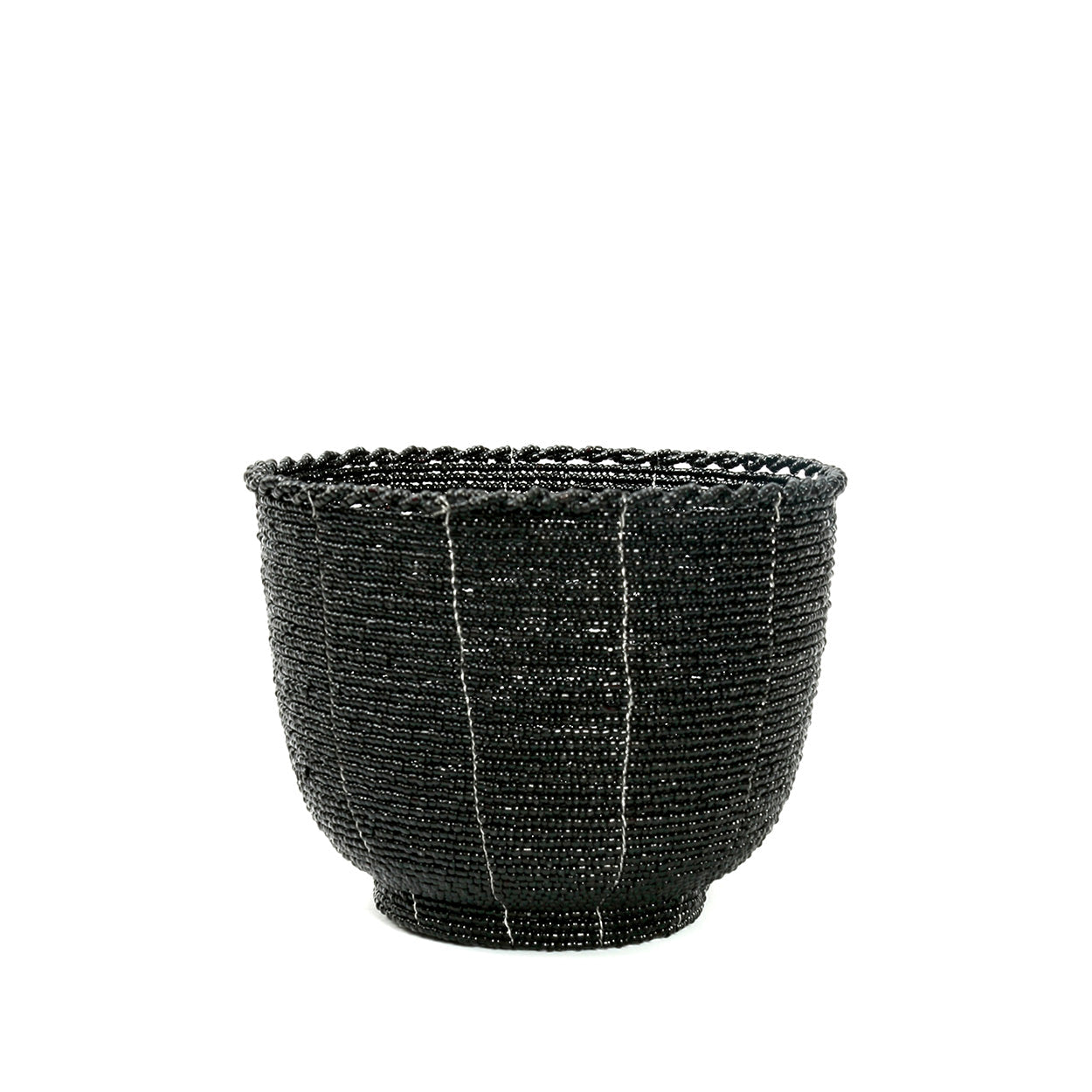Bonbonnière en perles de rocaille noires 13 cm