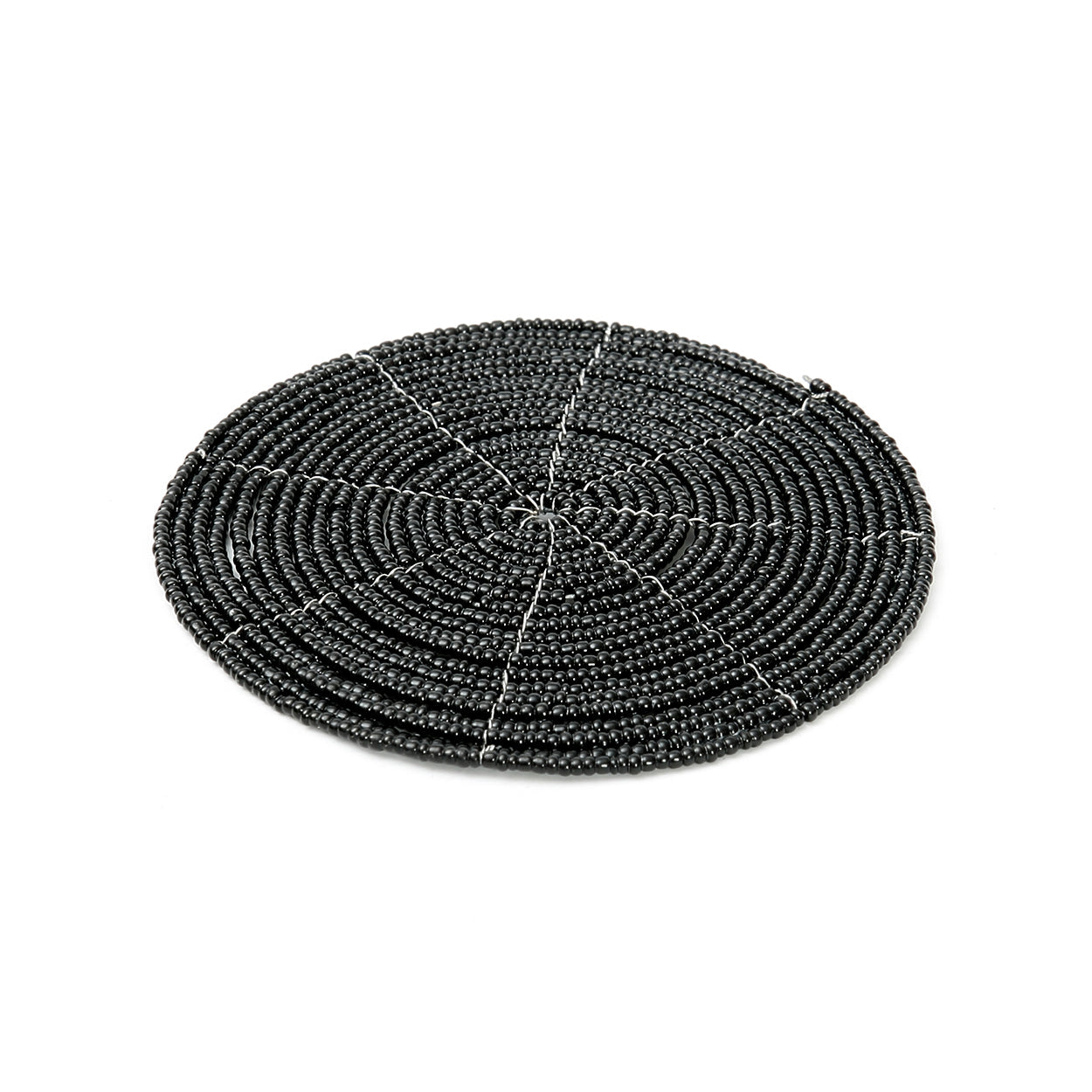 Dessous-de-verre rond en perles noires 10 cm