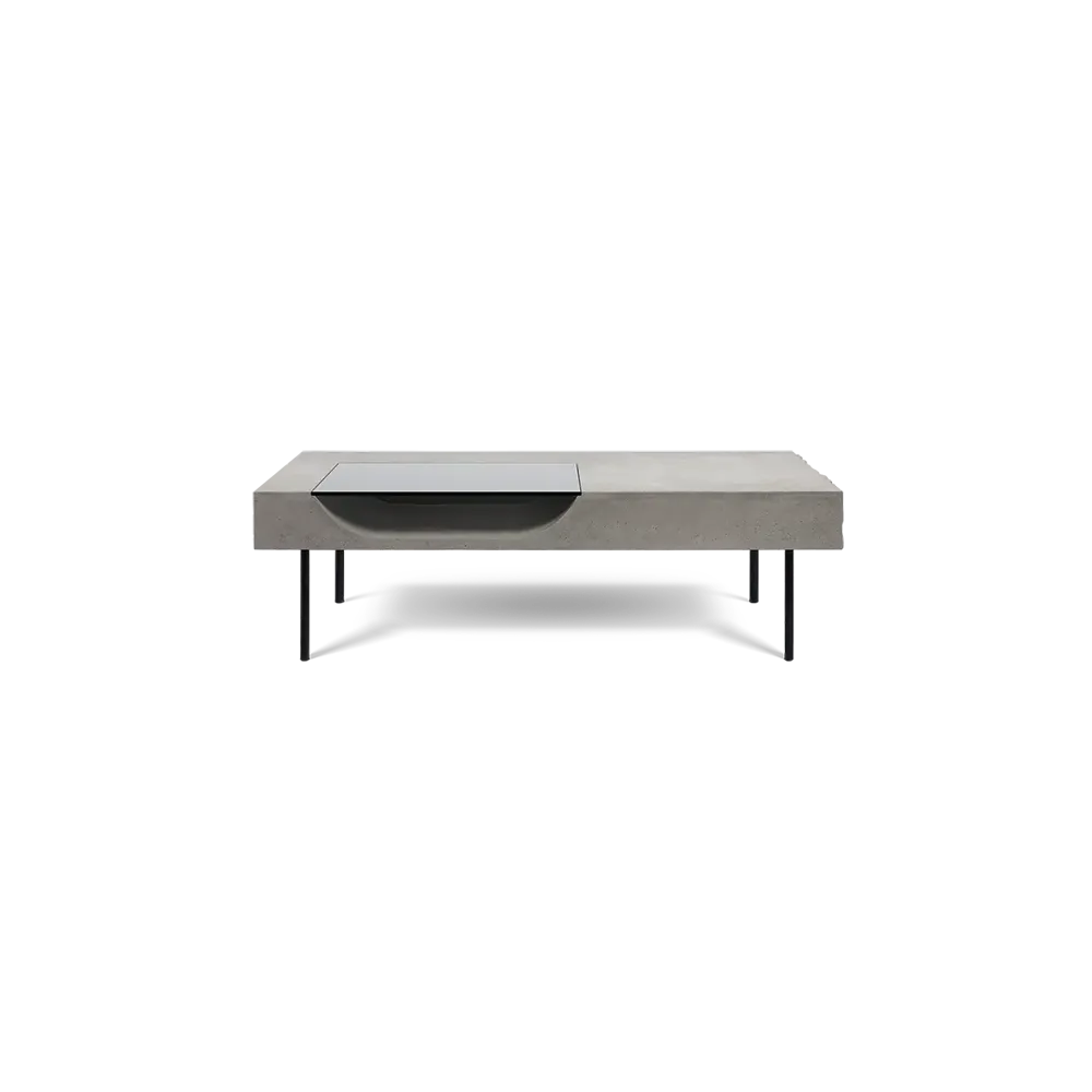 Table basse en béton Curb gris naturel en situation 1