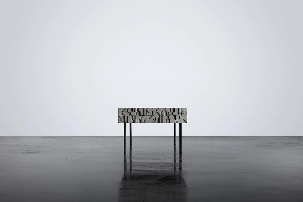 Table basse en béton Curb gris naturel en situation 5