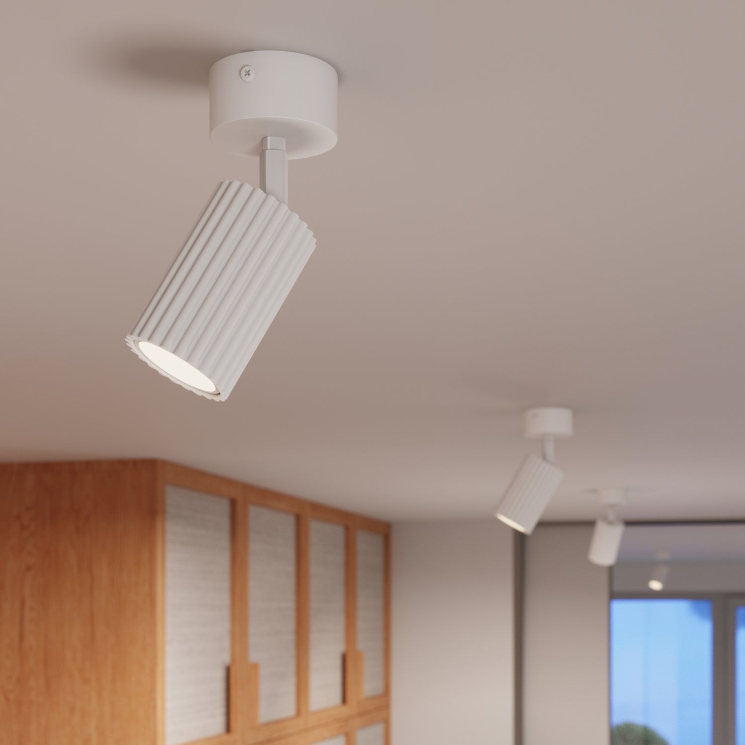Plafonnier Karbon 1 aluminium blanc GU10 vue de profil