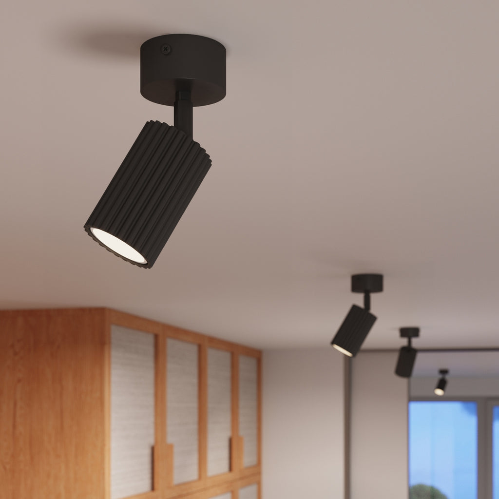 Plafonnier Karbon 1 aluminium noir GU10 vue de profil
