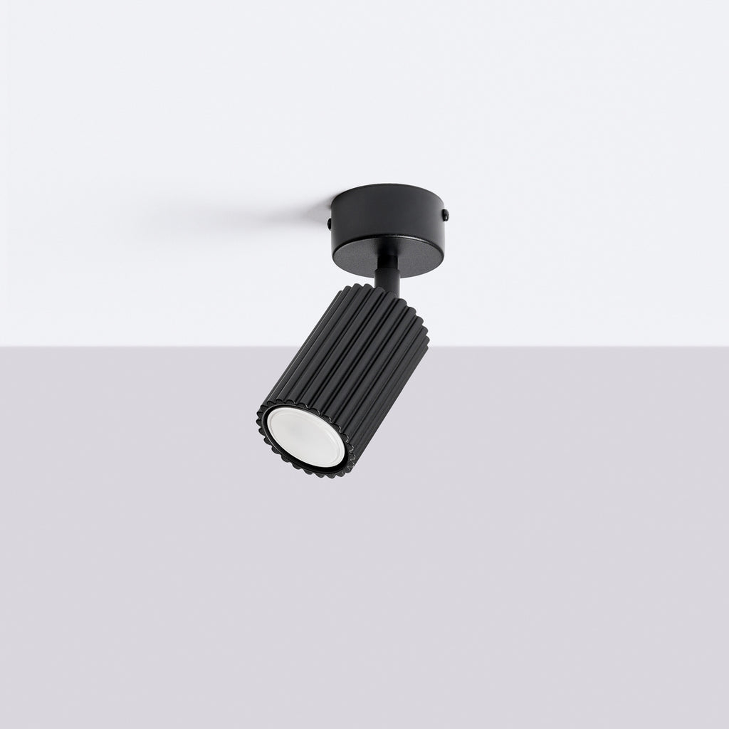 Plafonnier Karbon 1 aluminium noir GU10 vue de profil