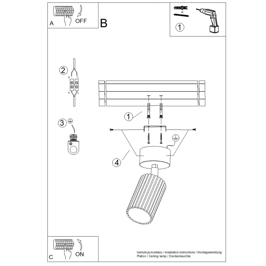 Plafonnier Karbon 1 aluminium beige GU10 en situation