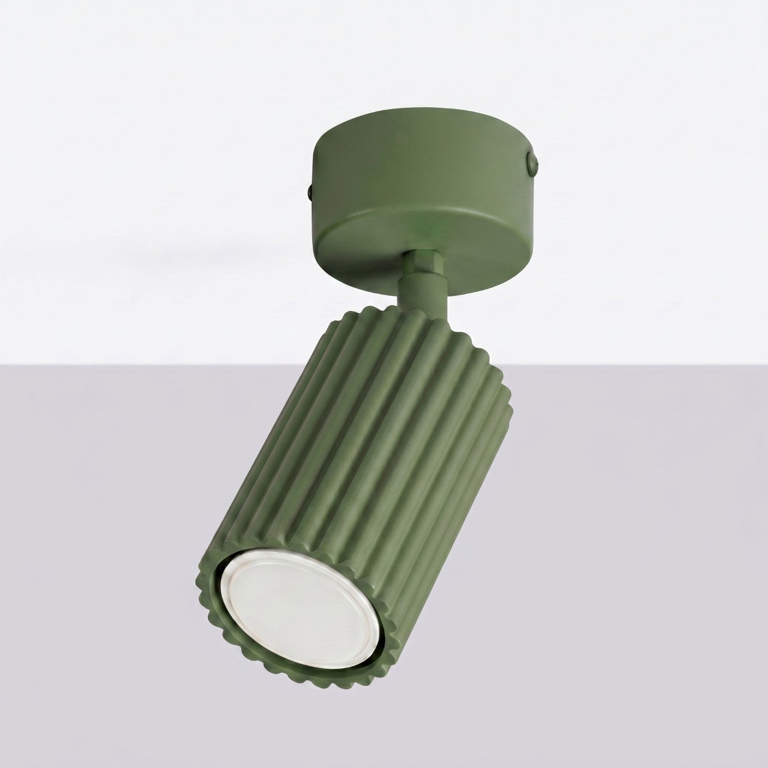 Plafonnier Karbon 1 aluminium vert olive GU10 vue de profil
