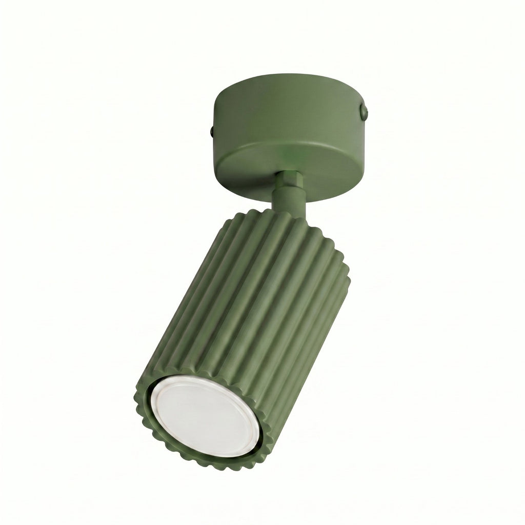 Plafonnier Karbon 1 aluminium vert olive GU10 détail des cannelures