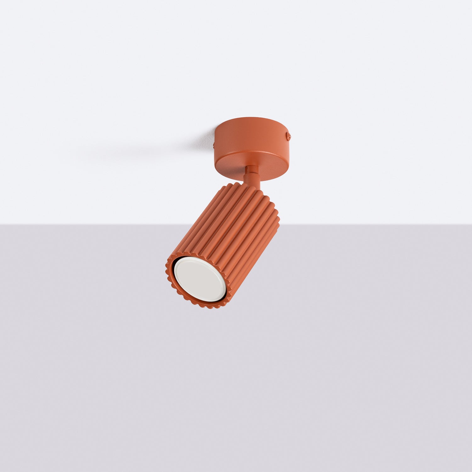 Plafonnier Karbon 1 aluminium rouge ocre GU10 vue de profil