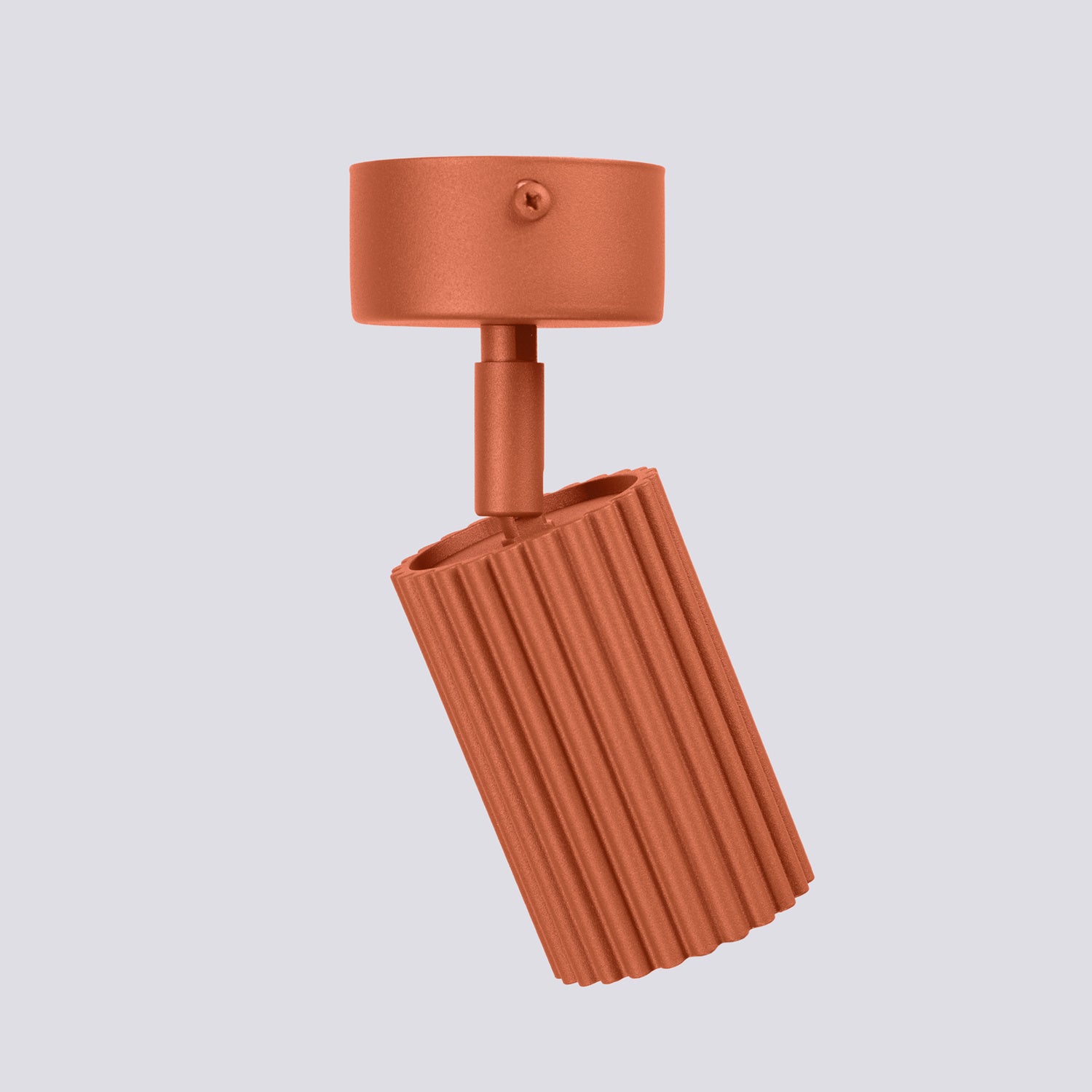 Plafonnier Karbon 1 aluminium rouge ocre GU10 détail des cannelures