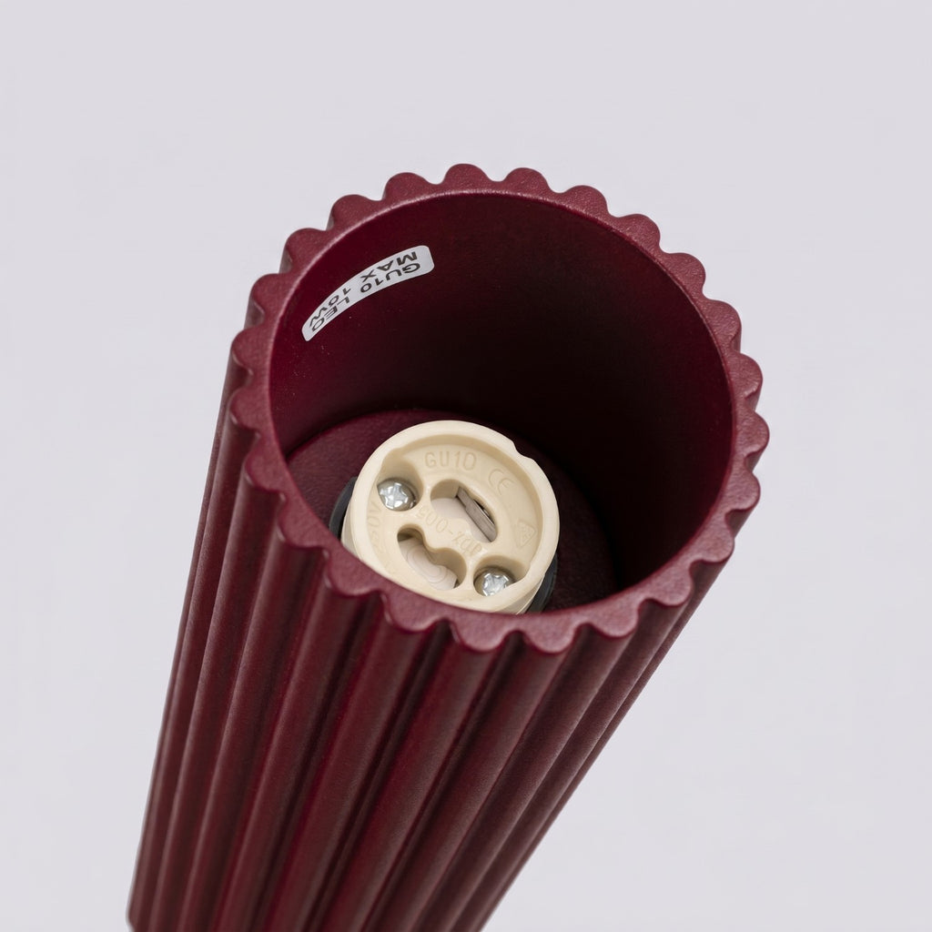 Plafonnier Karbon 10 aluminium bordeaux GU10 tête orientée