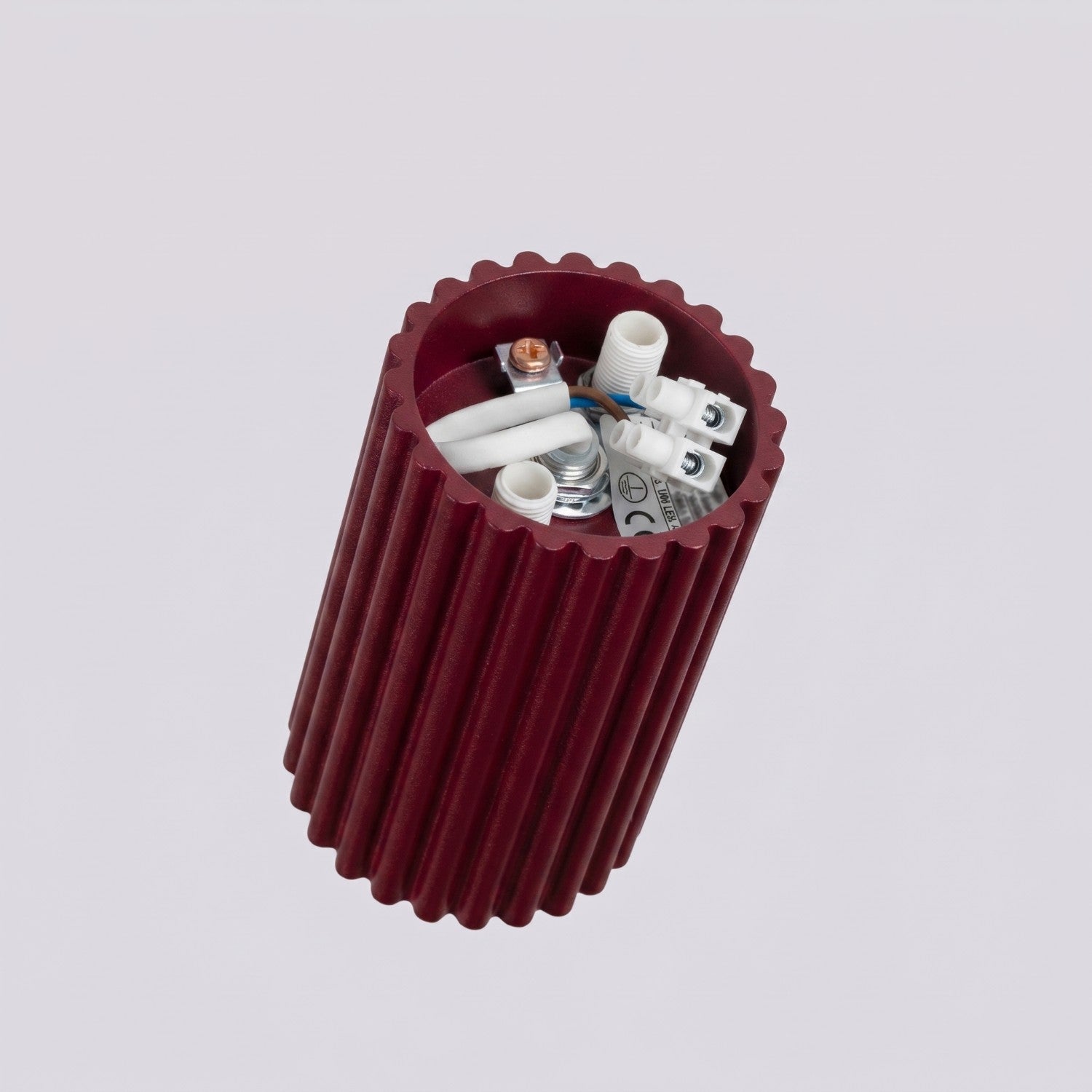 Plafonnier Karbon 10 aluminium bordeaux GU10 vue rapprochée