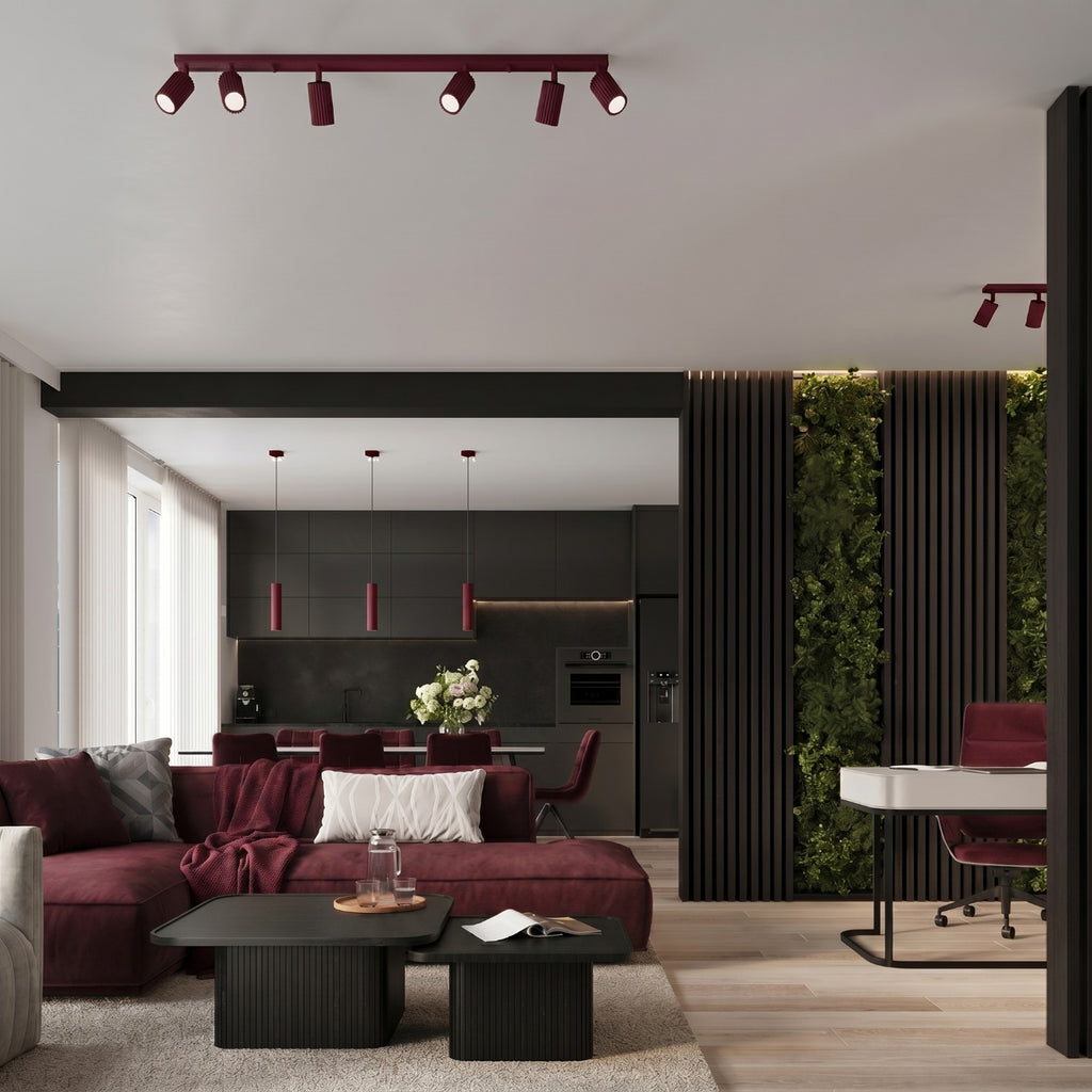Suspension Karbon 1 lumière aluminium bordeaux GU10 détail