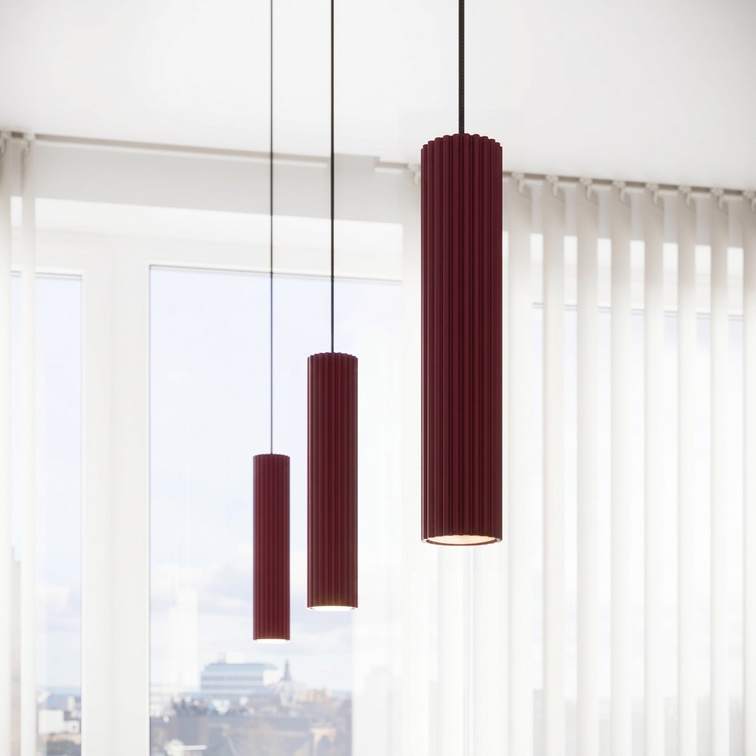 Suspension Karbon 1 lumière aluminium bordeaux GU10 vue de trois quarts