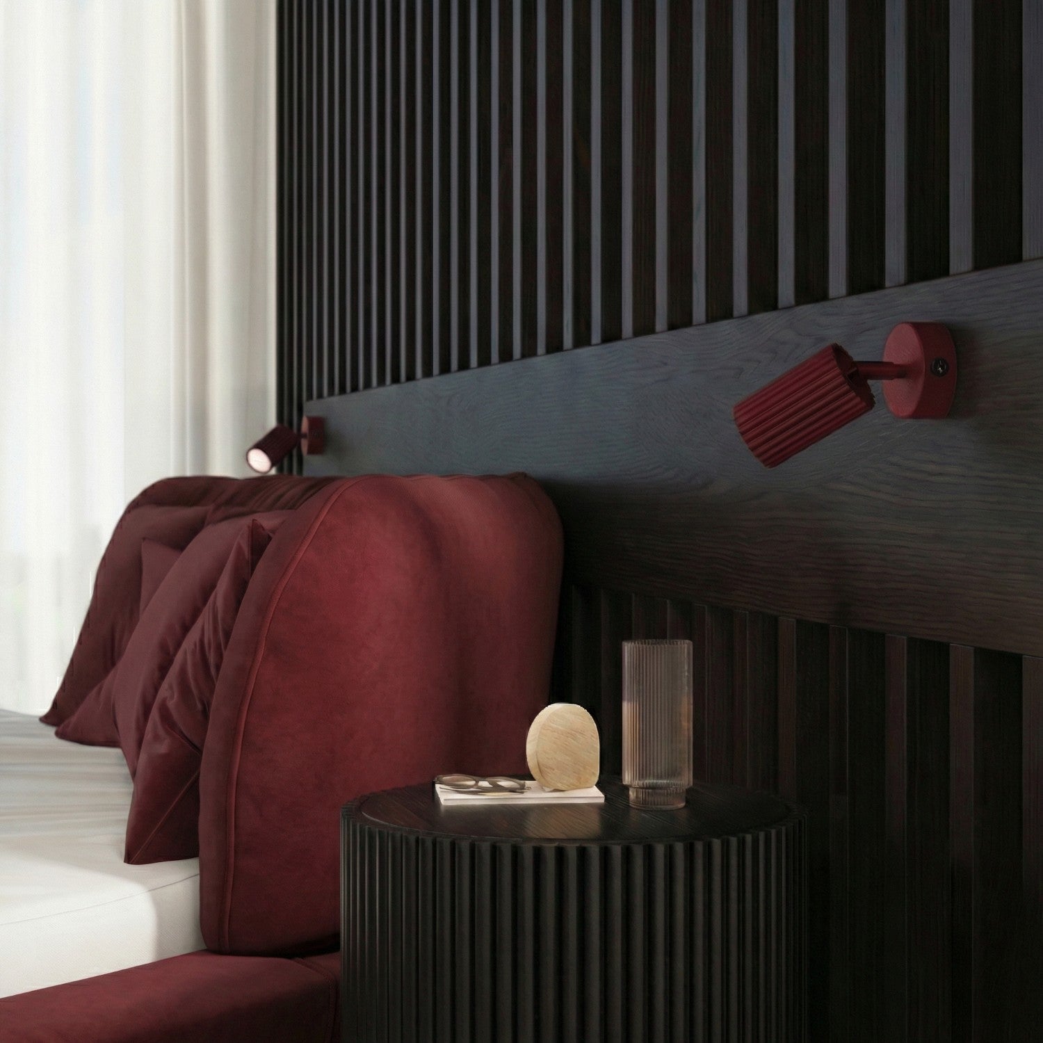 Applique murale Karbon à interrupteur aluminium bordeaux GU10 vue de dessous