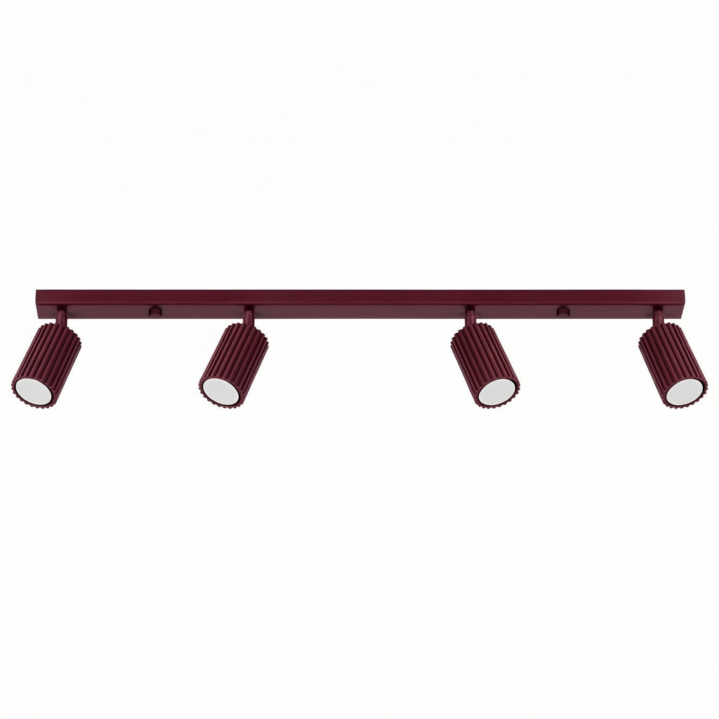Plafonnier Karbon rampe 4 spots aluminium bordeaux GU10