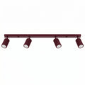 Plafonnier Karbon rampe 4 spots aluminium bordeaux GU10