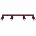 Plafonnier Karbon rampe 4 spots aluminium bordeaux GU10
