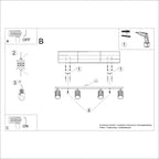 Plafonnier Karbon rampe 4 spots aluminium bordeaux GU10 vue de dessous