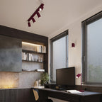 Plafonnier Karbon rampe 4 spots aluminium bordeaux GU10 vue de profil