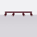 Plafonnier Karbon rampe 4 spots aluminium bordeaux GU10 vue de profil