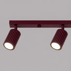 Plafonnier Karbon rampe 4 spots aluminium bordeaux GU10 tête orientée