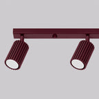 Plafonnier Karbon rampe 4 spots aluminium bordeaux GU10 vue rapprochée