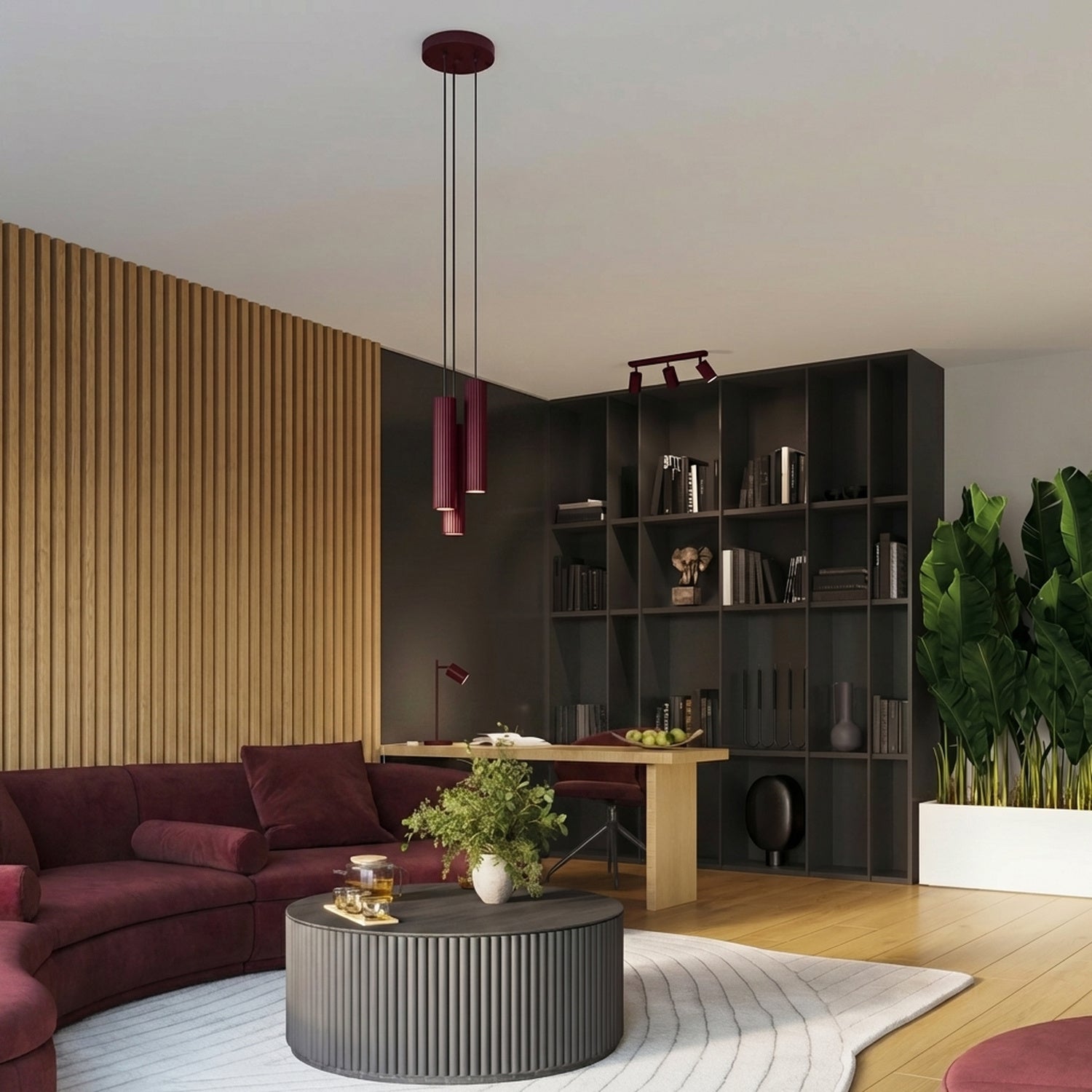 Applique murale Karbon 20 haut et bas aluminium bordeaux GU10 vue de dessous
