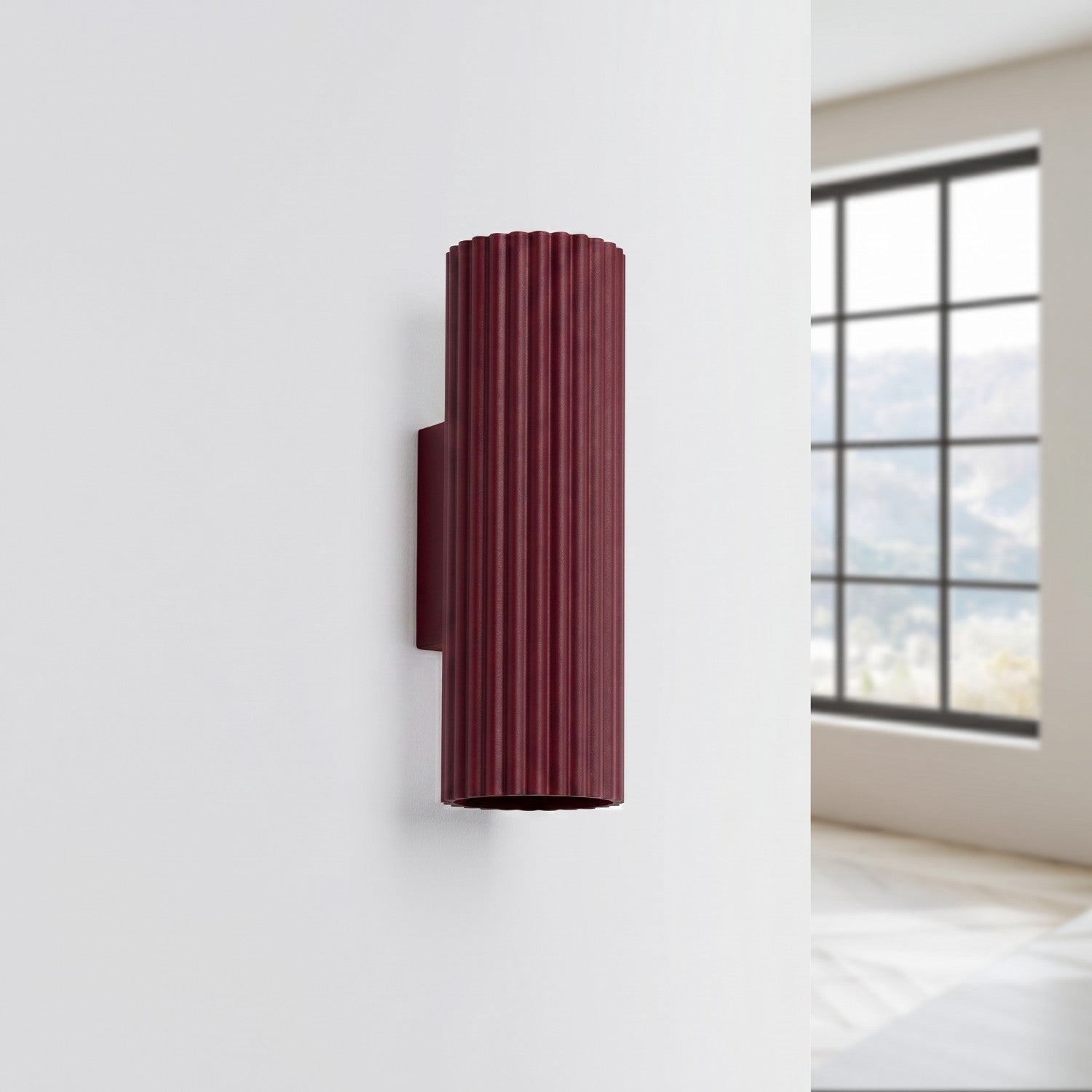 Applique murale Karbon 20 haut et bas aluminium bordeaux GU10 vue de profil