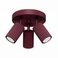 Plafonnier Karbon 3 spots rond aluminium bordeaux GU10