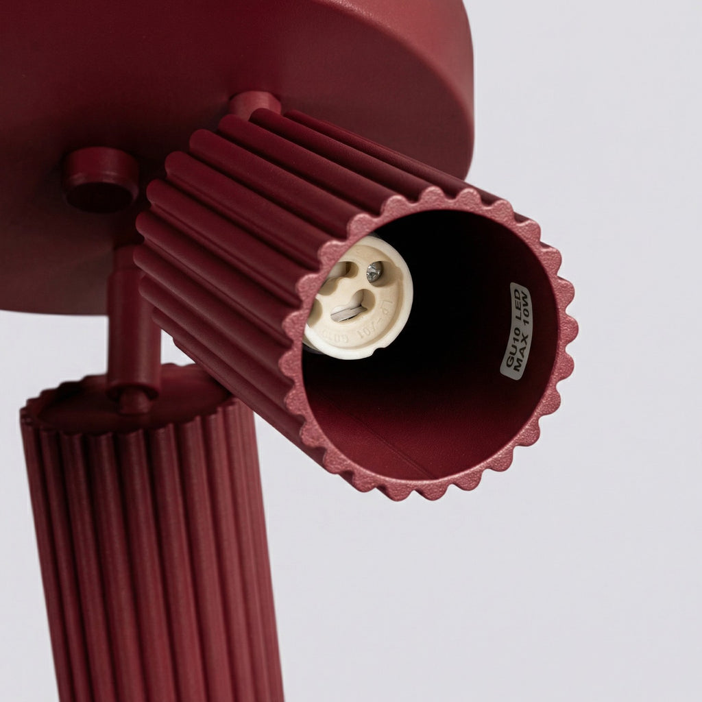 Plafonnier Karbon 3 spots rond aluminium bordeaux GU10 ambiance