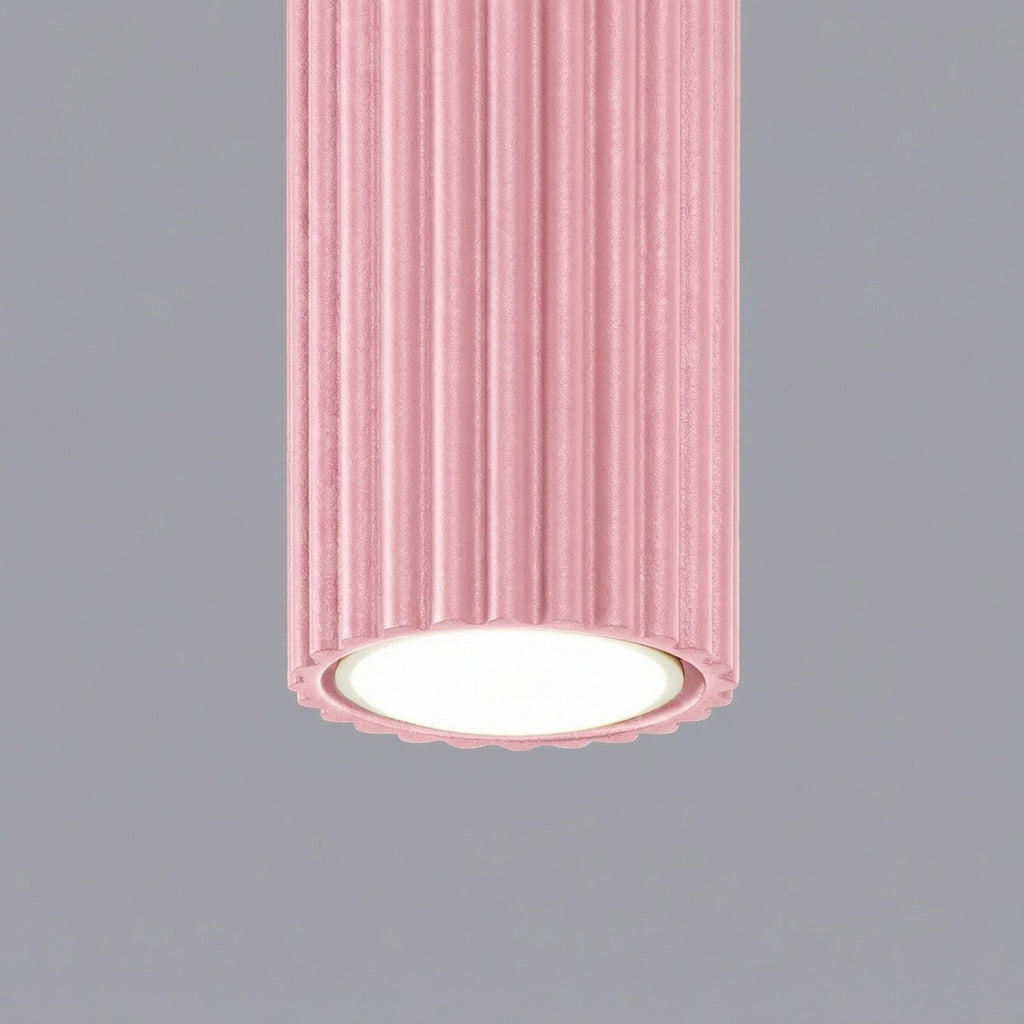 Plafonnier Karbon 10 aluminium rose GU10 détail des cannelures