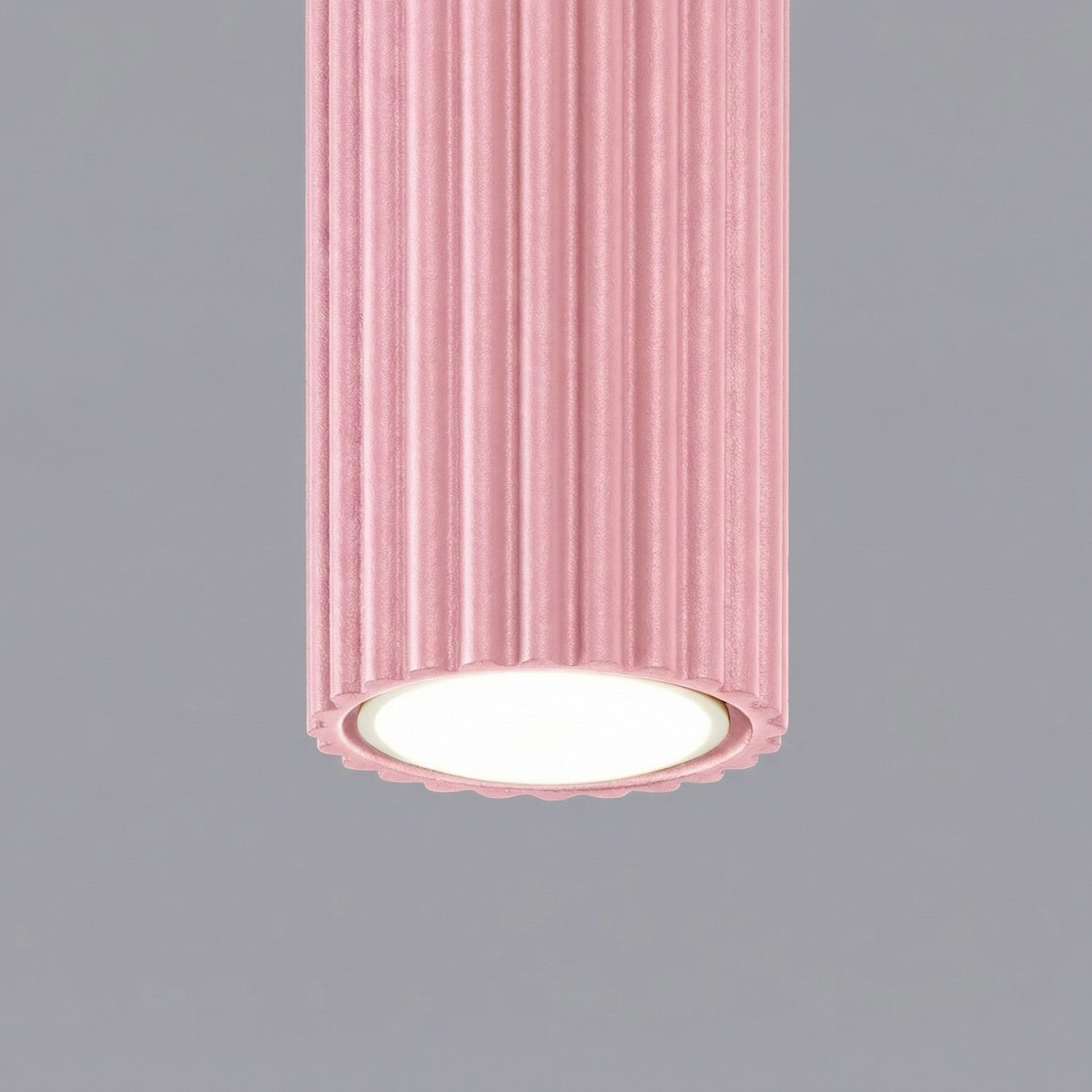 Plafonnier Karbon 10 aluminium rose GU10 détail des cannelures