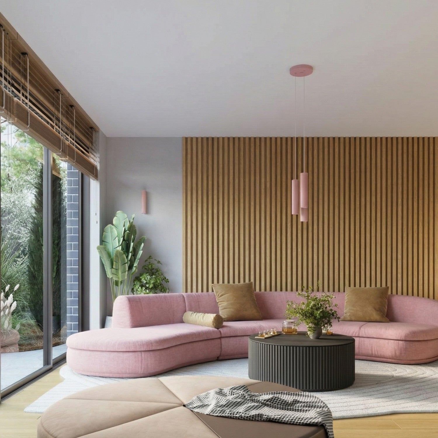 Suspension Karbon 1 lumière aluminium rose GU10 vue de profil