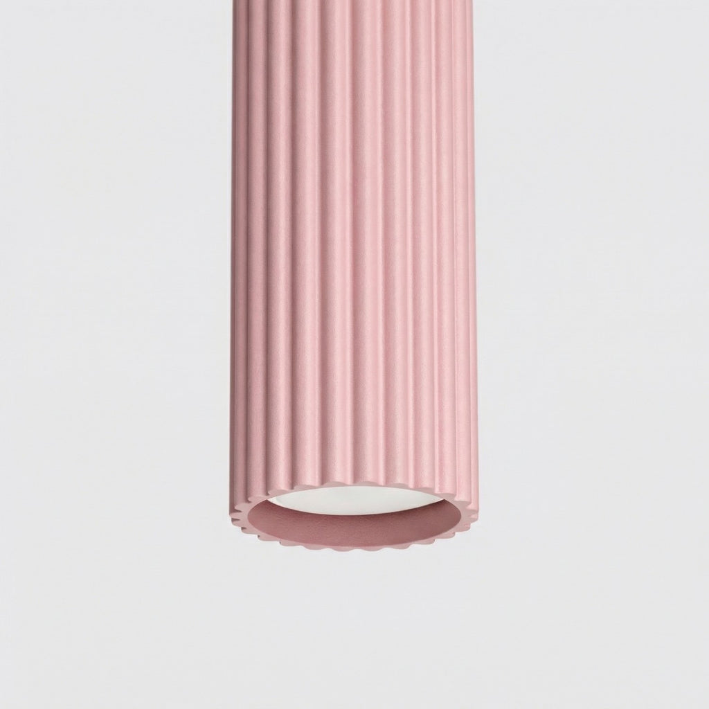 Suspension Karbon 1 lumière aluminium rose GU10 détail des cannelures