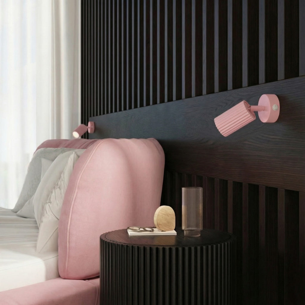 Applique murale Karbon à interrupteur aluminium rose GU10 vue de dessous