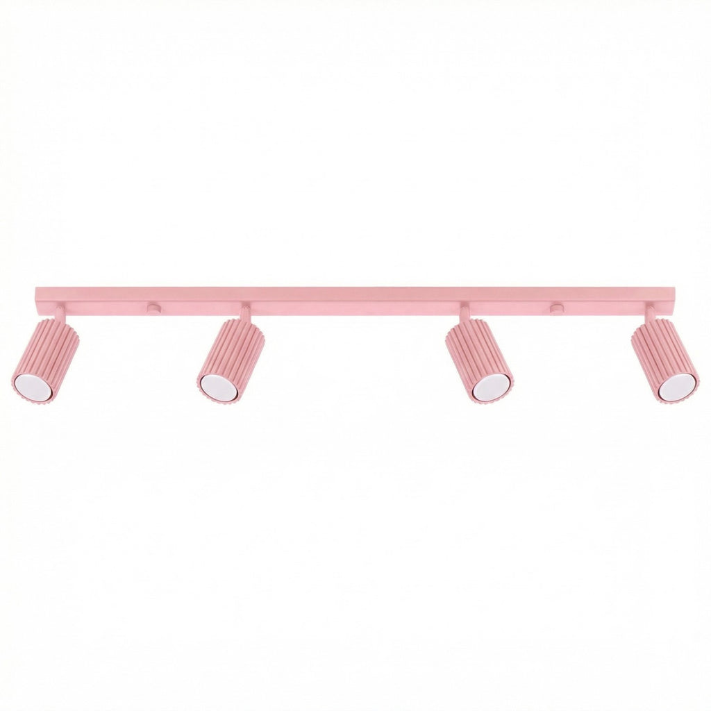Plafonnier Karbon rampe 4 spots aluminium rose GU10
