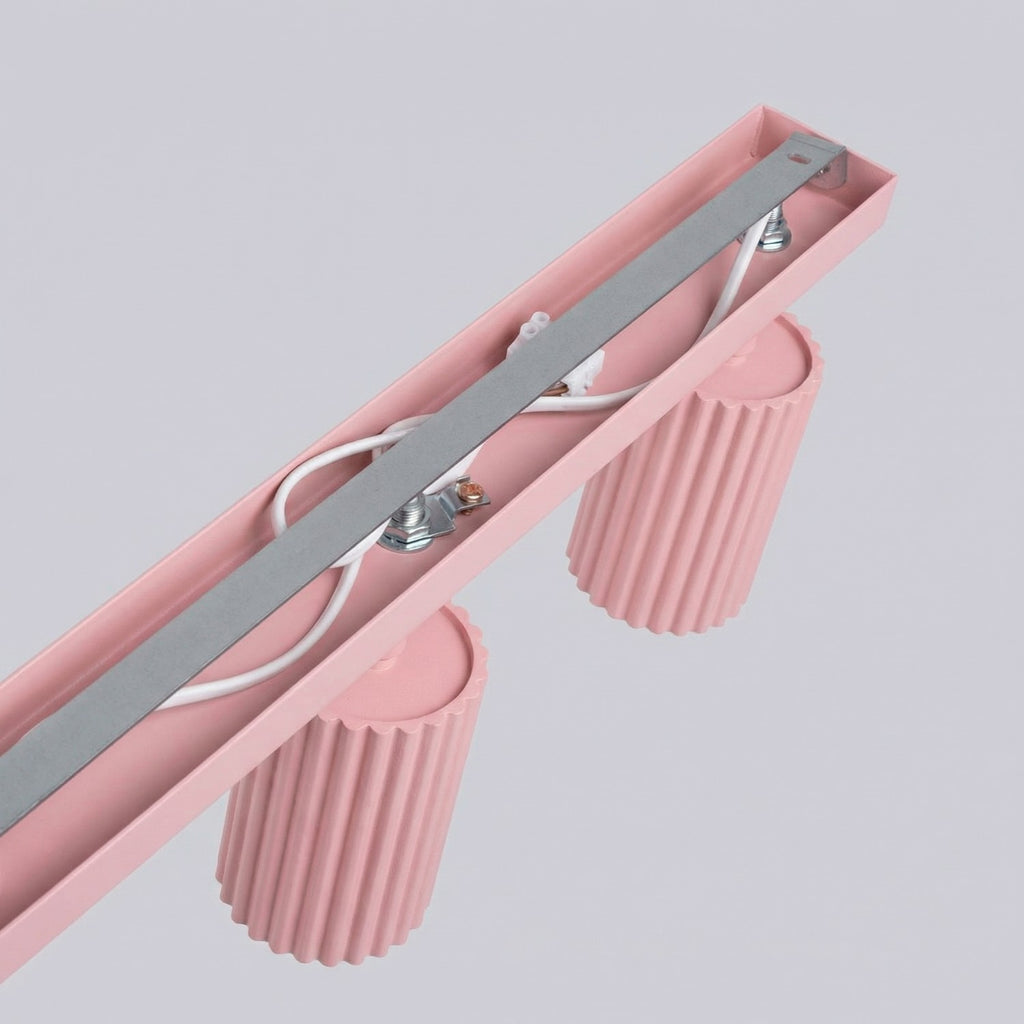 Plafonnier Karbon rampe 4 spots aluminium rose GU10 en situation