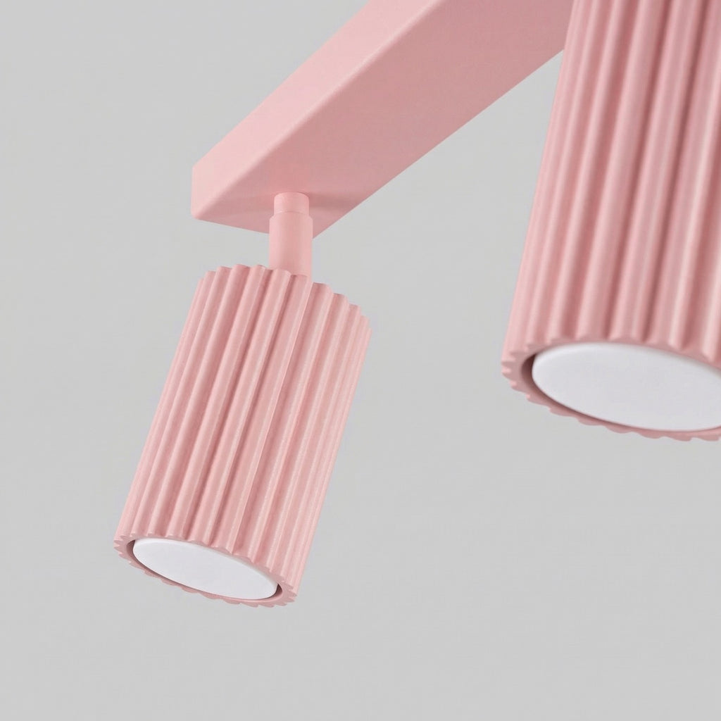 Plafonnier Karbon rampe 4 spots aluminium rose GU10 tête orientée